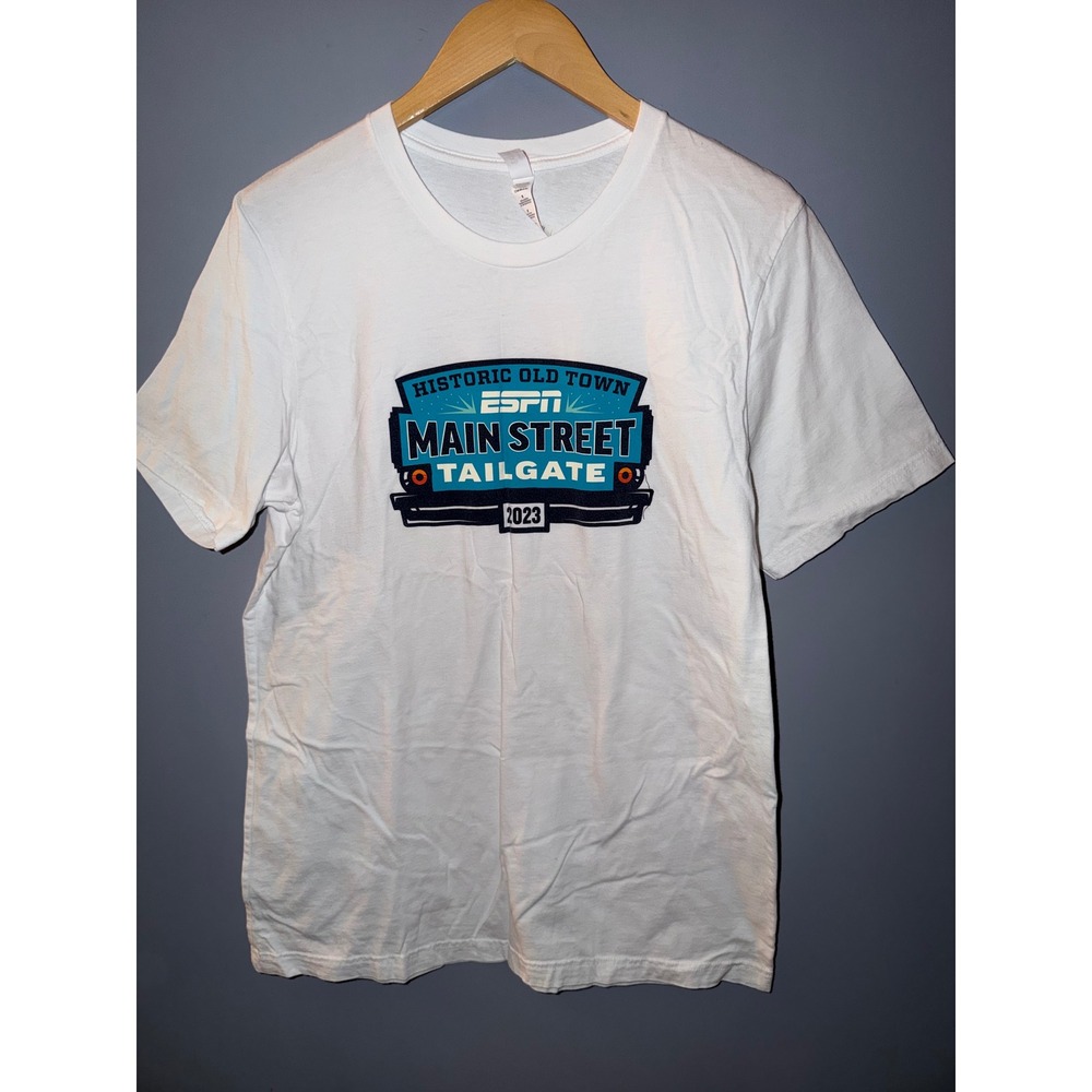 Bella Canvas ESPN Main Street Tailgate 2023 Graphic T-Shirt White Mens Large‎